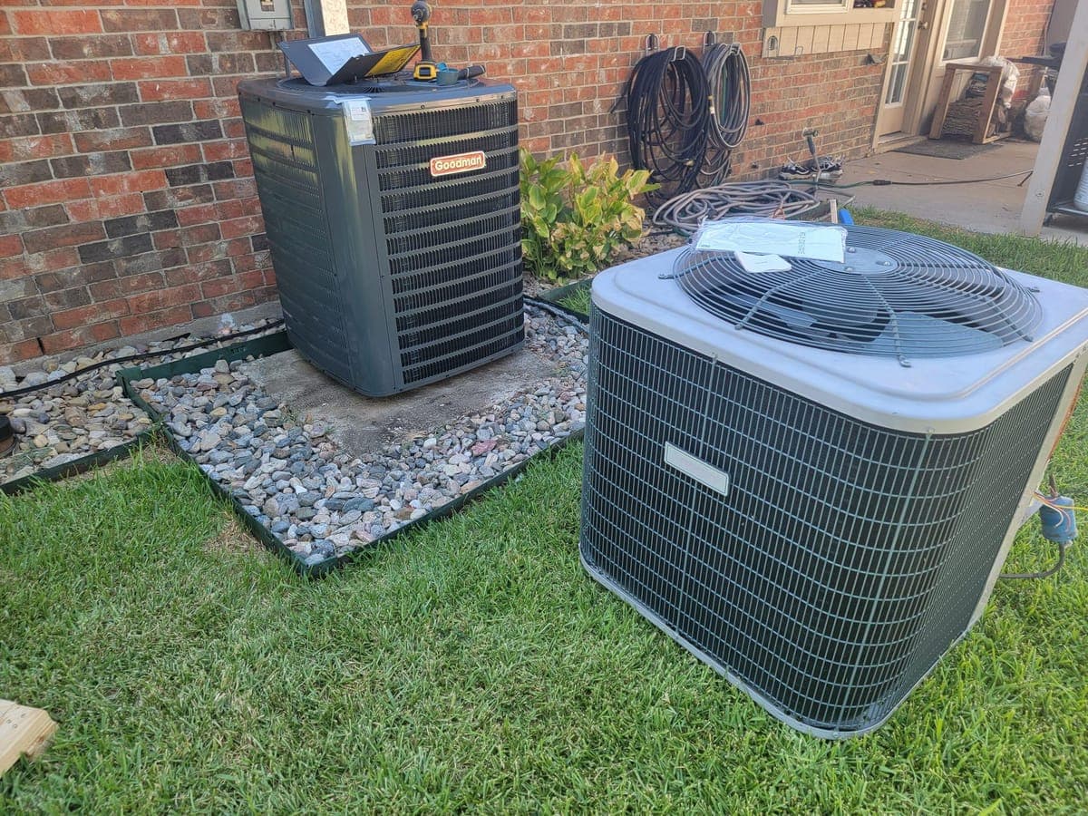 New AC condenser installation in Farmers Branch TX by Frosty's HVAC